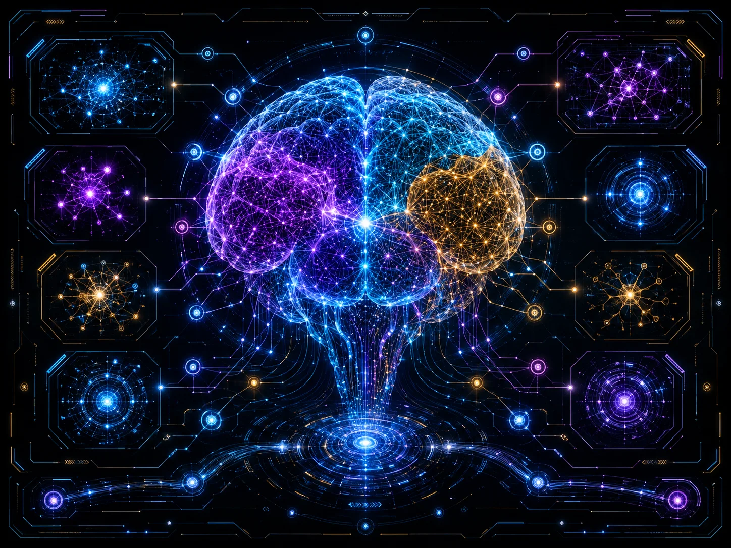 A complete luminous connectomic brain with distinct specialized cognitive regions
