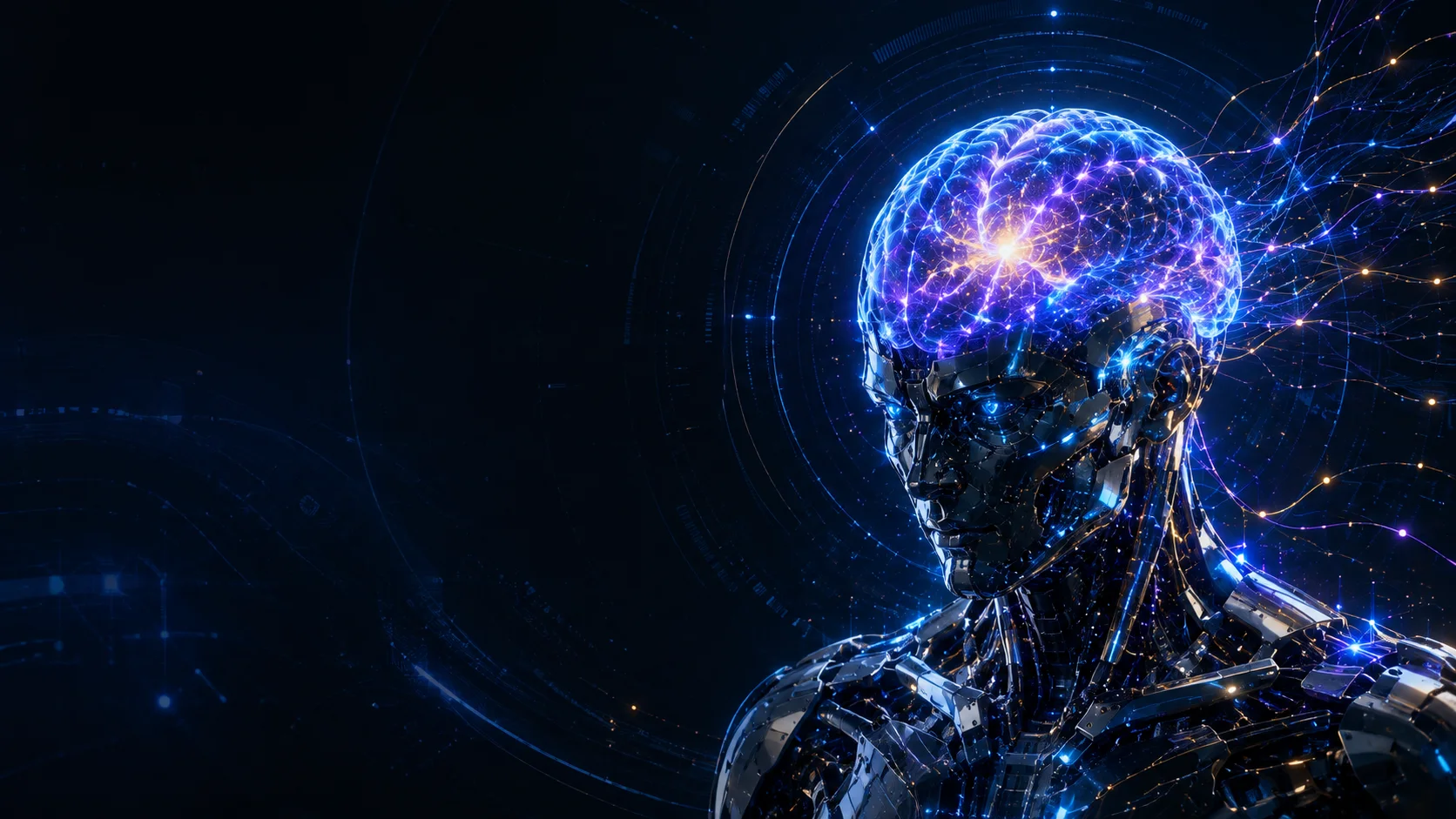 A reflective cybernetic intelligence with a luminous connectomic brain